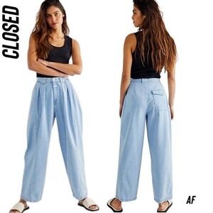 CLOSED Ivo Organic Cotton Wide Leg Jeans Light Wash Pleated Womens 29